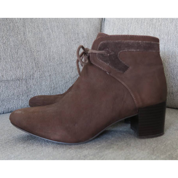 Azura Sz‎ 10.5 European Luxury Apolonia Brown Leather Tie Up Pointed Toe Bootie - Picture 3 of 10